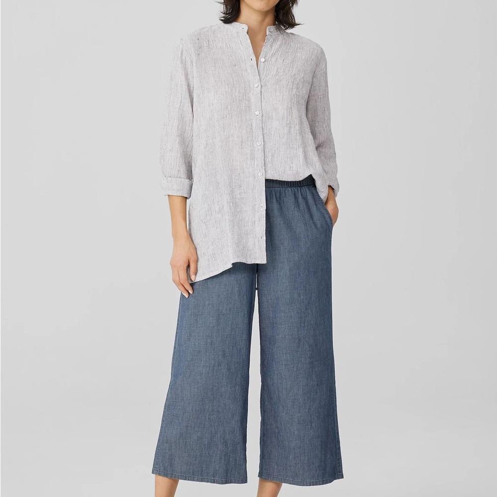 Eileen Fisher Airy Organic Cotton Twill Wide-Leg Pant
